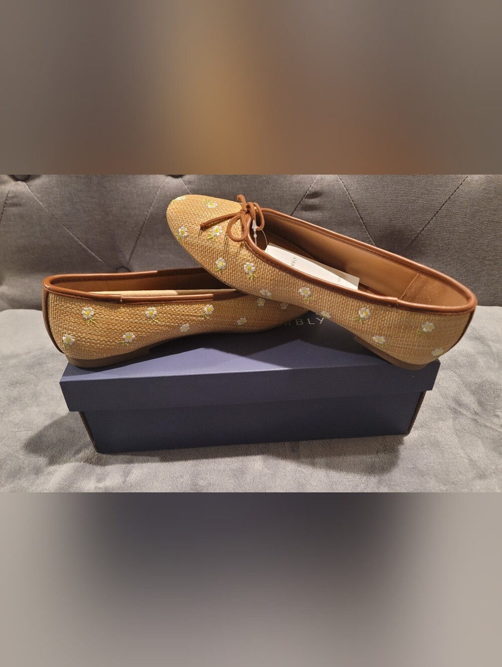 Free Assembly Floral Accent Ballet Flats - Tan (Women Size: 8 )